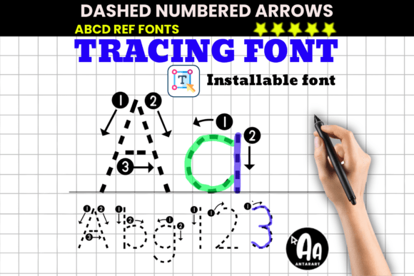Abcd Ref Dashed Arrows Numbers: A Font for Learning